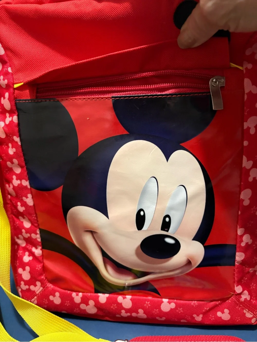 Disney Red Mickey Mouse Kids Shoulder Bag with Yellow Strap